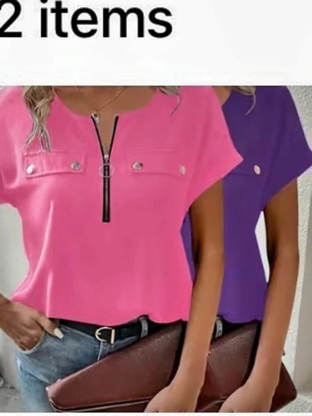 Women’s Purple Zip Front Blouse Size Medium - NWOT Tags